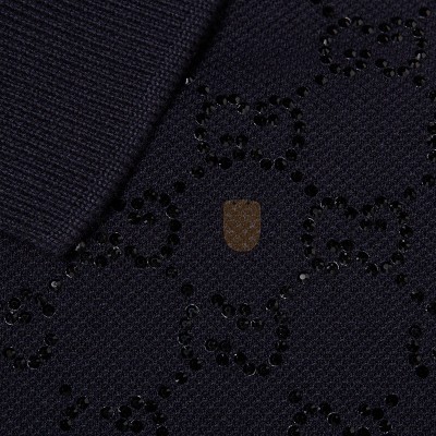 GUCCI COTTON PIQUET POLO SHIRT WITH CRYSTALS 815514